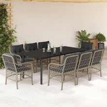 9-Delige Tuinset Met Kussens Poly Rattan Lichtgrijs 8 200 cm tafellengte