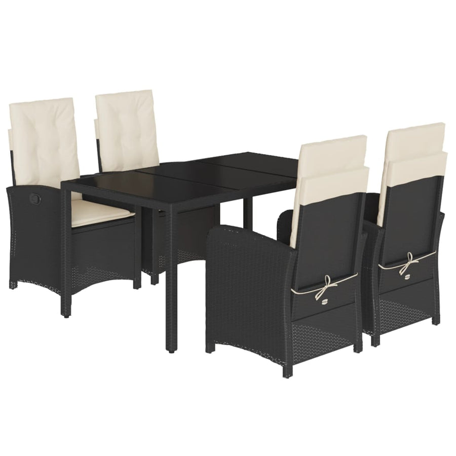5-Delige Tuinset Met Kussens Poly Rattan Zwart