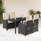 5-piece Garden Set with Cushions, Poly Rattan, Black