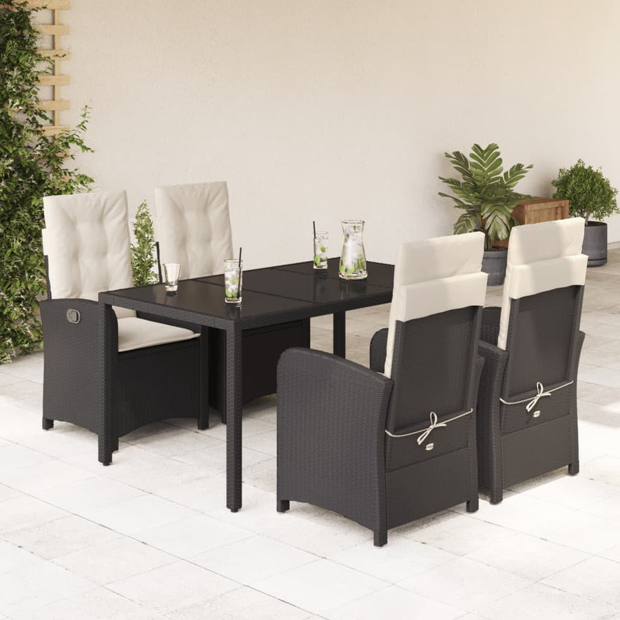 5-Delige Tuinset Met Kussens Poly Rattan Zwart