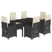 Tuinset 7-delig poly rattan zwart met kussens