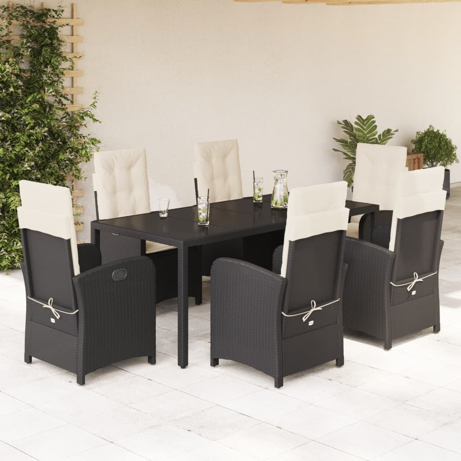 7-Delige Tuinset Met Kussens Poly Rattan Zwart