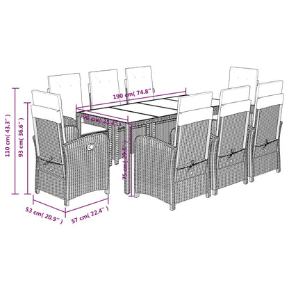 9-Delige Tuinset Poly Rattan Zwart