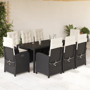 Tuinset 9-delig poly rattan zwart