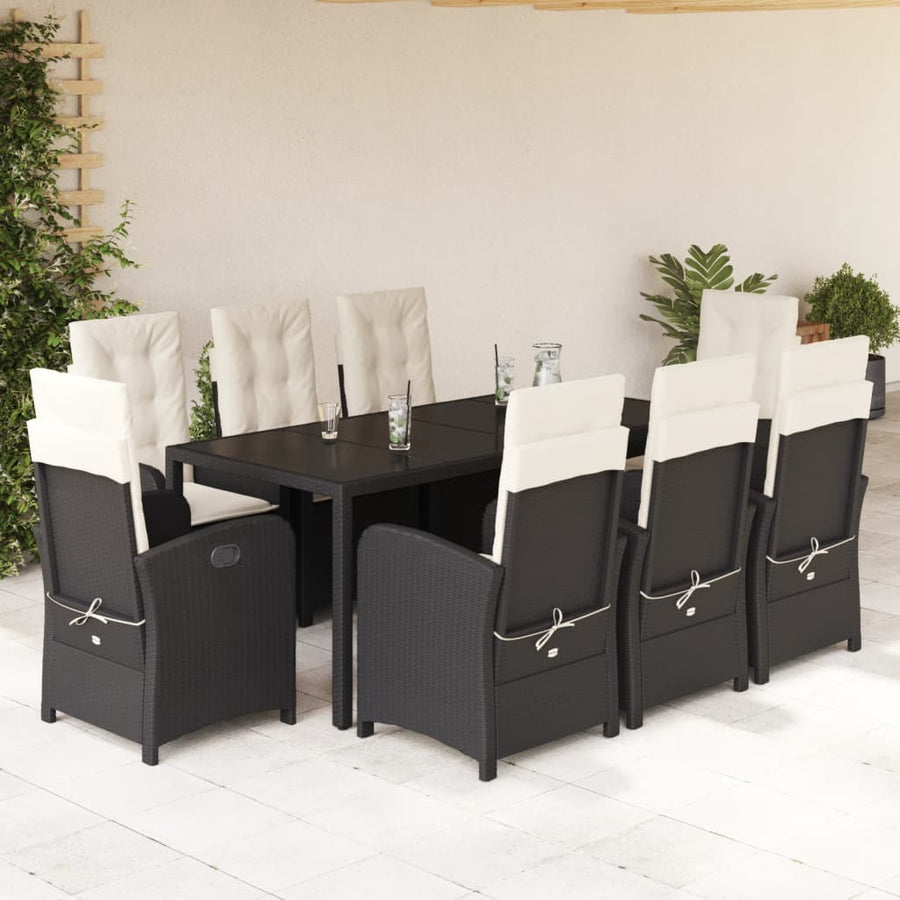 9-Delige Tuinset Poly Rattan Zwart