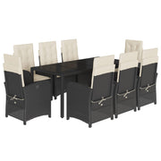 Tuinset poly rattan 9-delig zwart