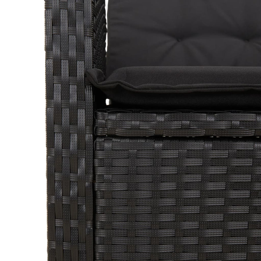 5-Delige Tuinset Met Kussens Poly Rattan Zwart 4 90 cm tafellengte