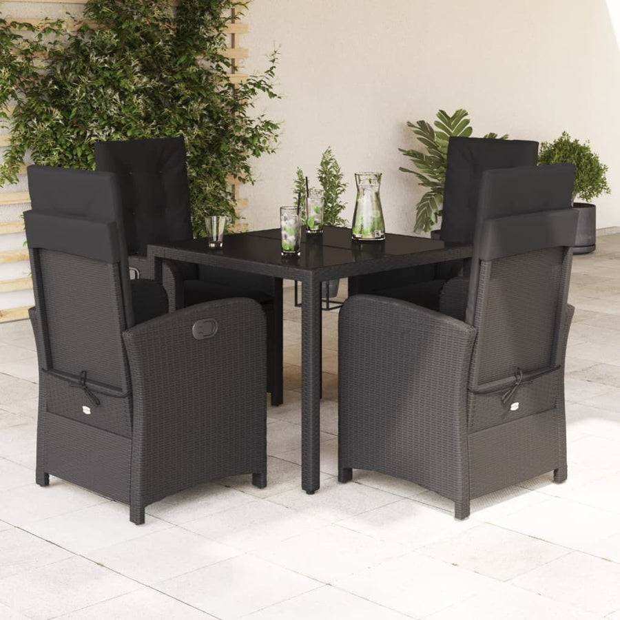 5-Delige Tuinset Met Kussens Poly Rattan Zwart 4 90 cm tafellengte