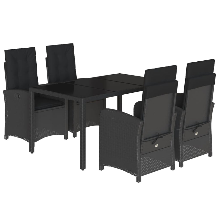 5-Delige Tuinset Met Kussens Poly Rattan Zwart