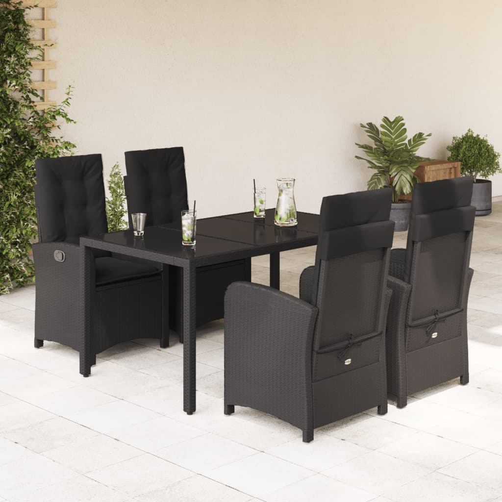 5-Delige Tuinset Met Kussens Poly Rattan Zwart