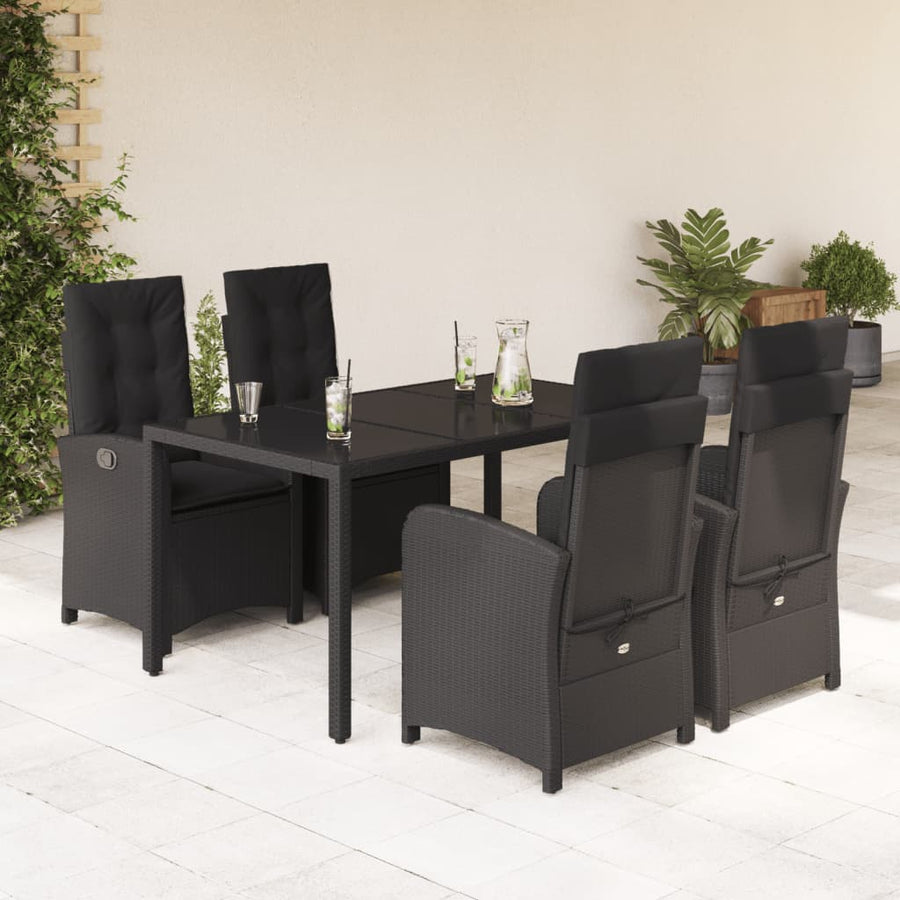 5-Delige Tuinset Met Kussens Poly Rattan Zwart