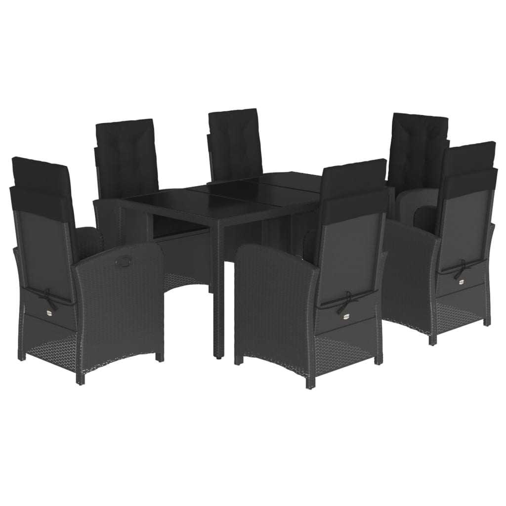 7-Delige Tuinset Met Kussens Poly Rattan Zwart