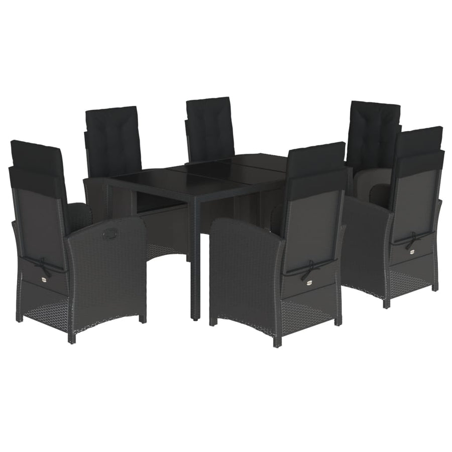 7-Delige Tuinset Met Kussens Poly Rattan Zwart