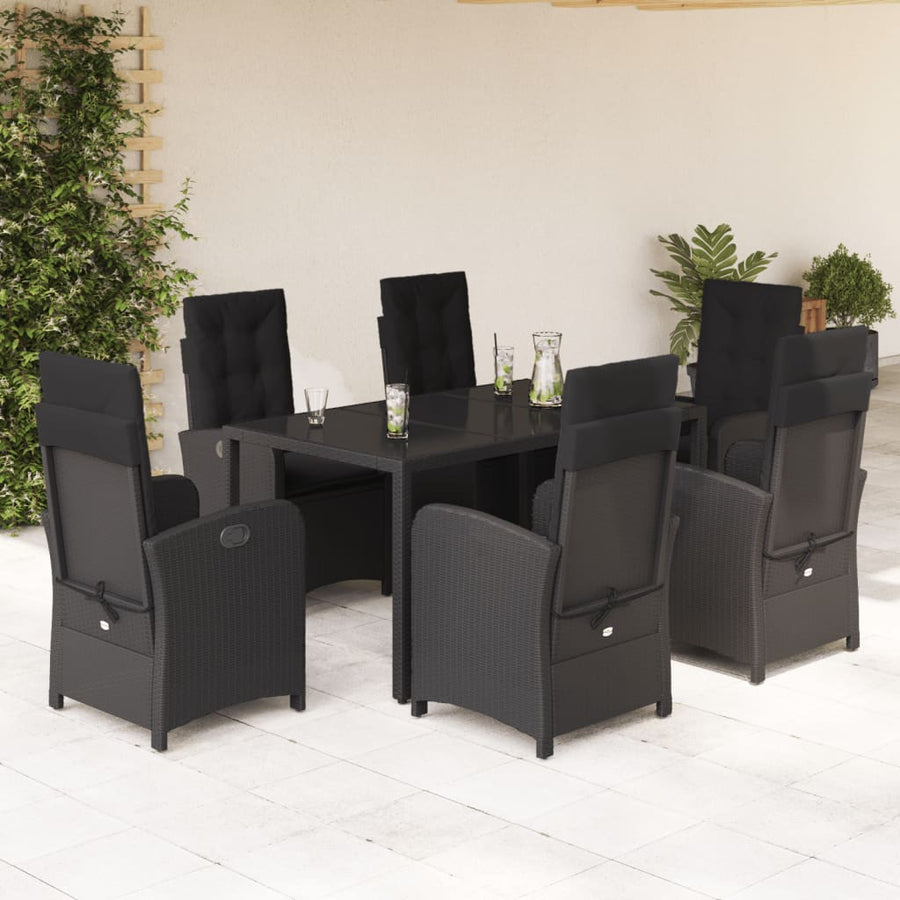 7-Delige Tuinset Met Kussens Poly Rattan Zwart