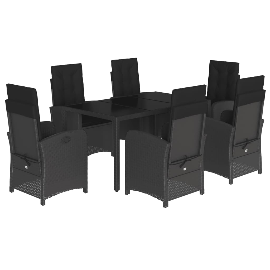 7-Delige Tuinset Met Kussens Poly Rattan Zwart