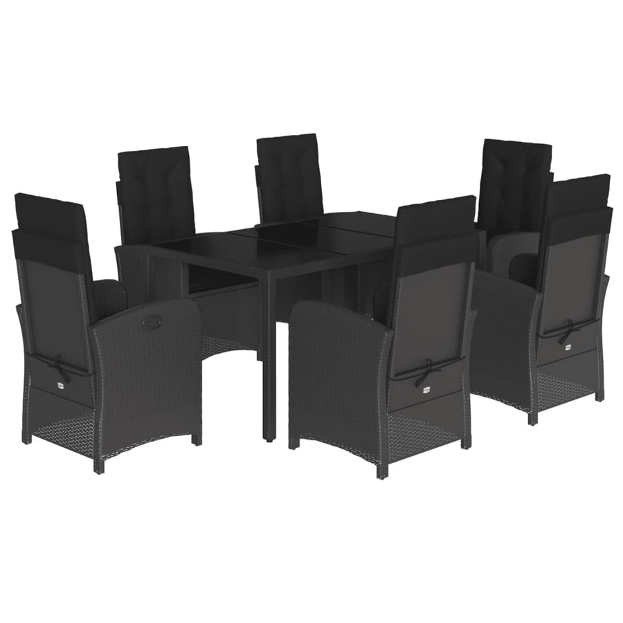 7-Delige Tuinset Met Kussens Poly Rattan Zwart