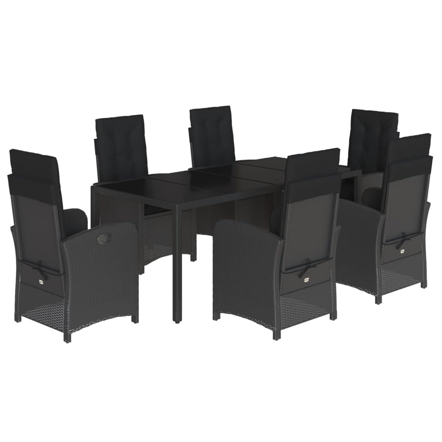 7-Delige Tuinset Met Kussens Poly Rattan Zwart