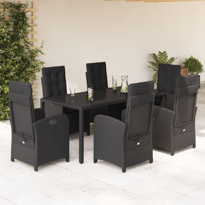 7-Delige Tuinset Met Kussens Poly Rattan Zwart