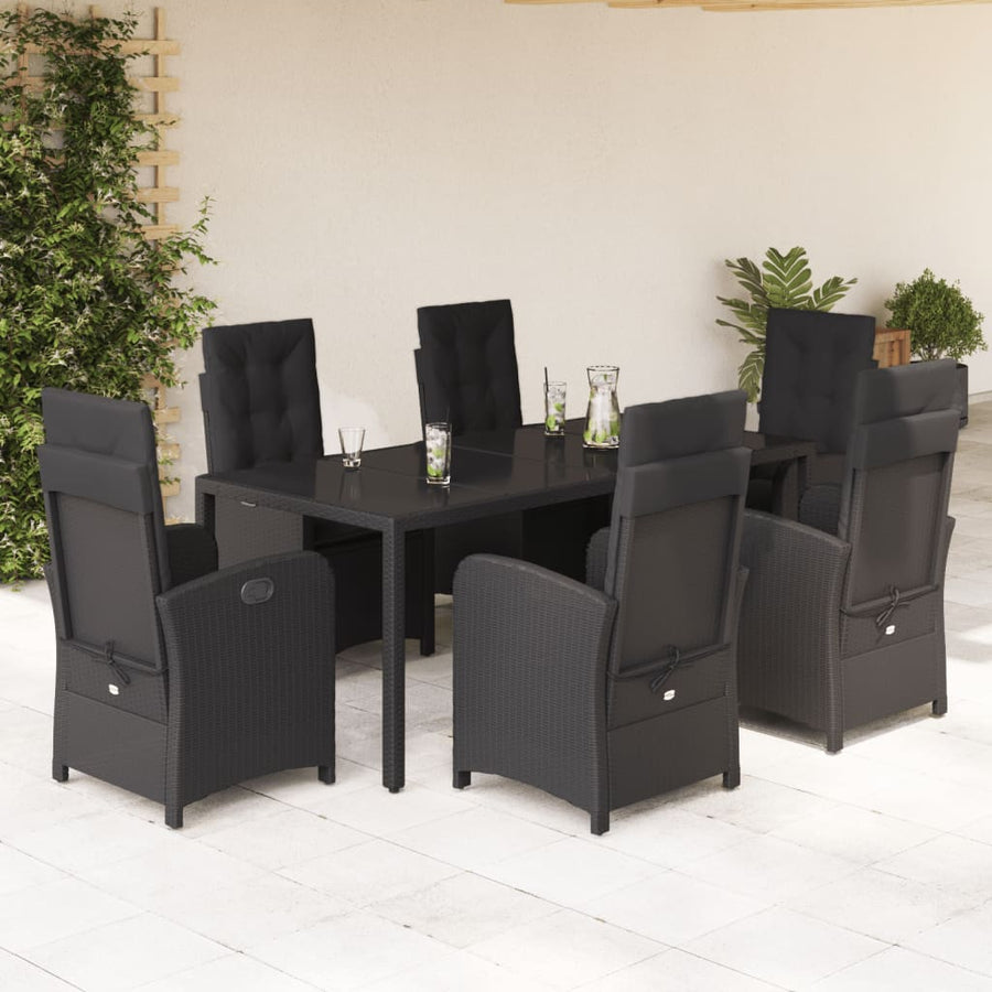 7-Delige Tuinset Met Kussens Poly Rattan Zwart