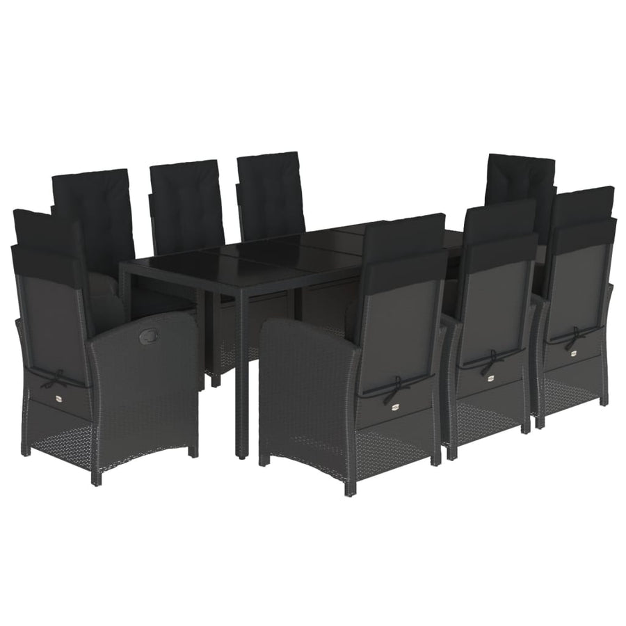 9-Delige Tuinset Poly Rattan Zwart