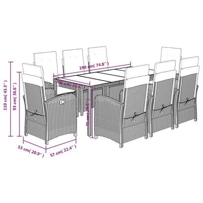 9-Delige Tuinset Poly Rattan Zwart