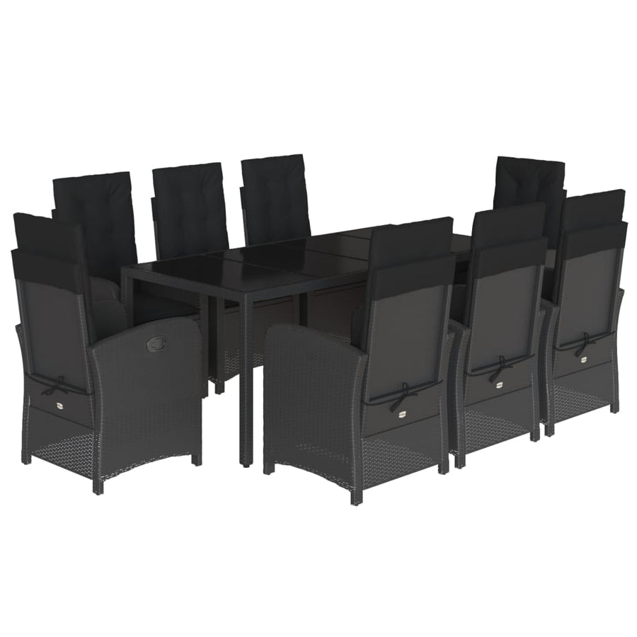 9-Delige Tuinset Poly Rattan Zwart