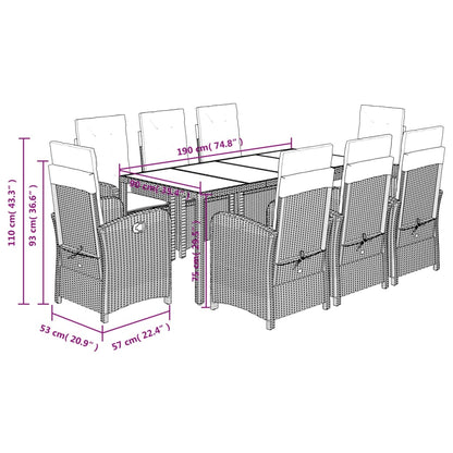 9-Delige Tuinset Poly Rattan Zwart