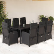Tuinset 9-delig poly rattan zwart