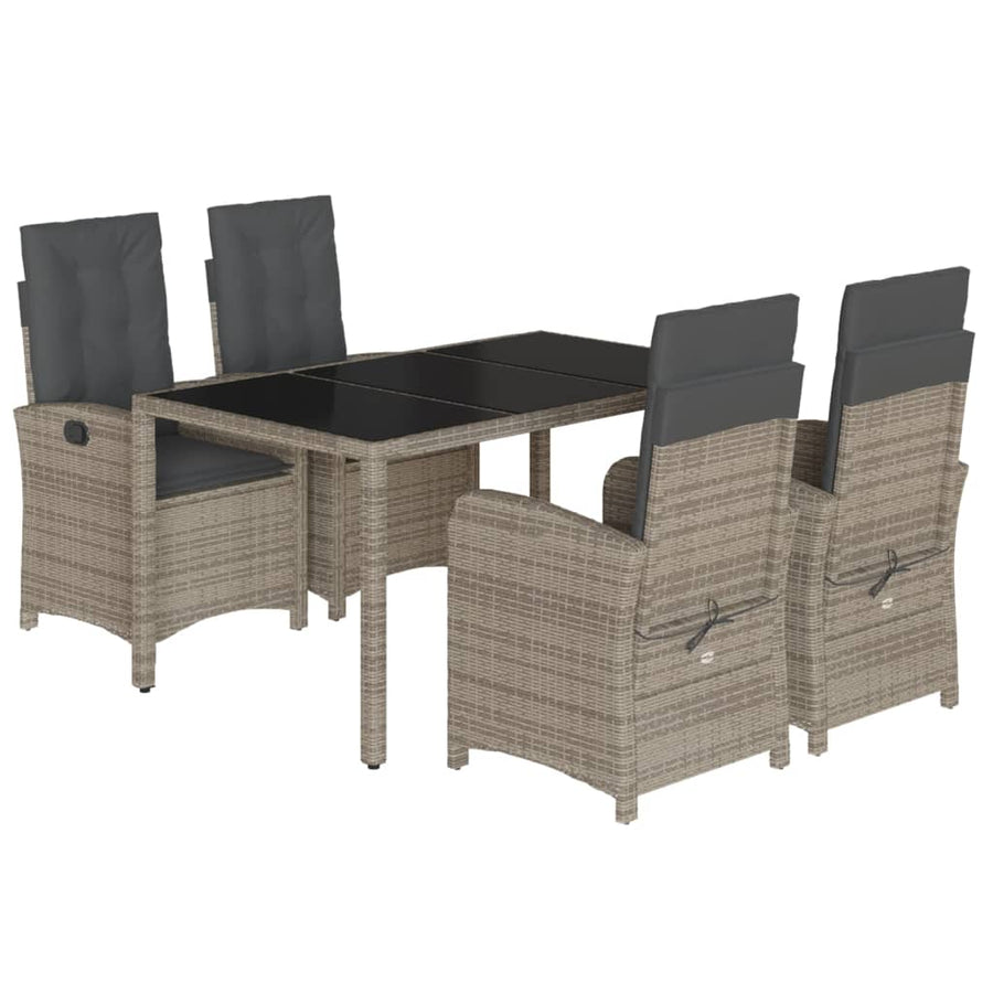 5-Delige Tuinset Met Kussens Poly Rattan Grijs