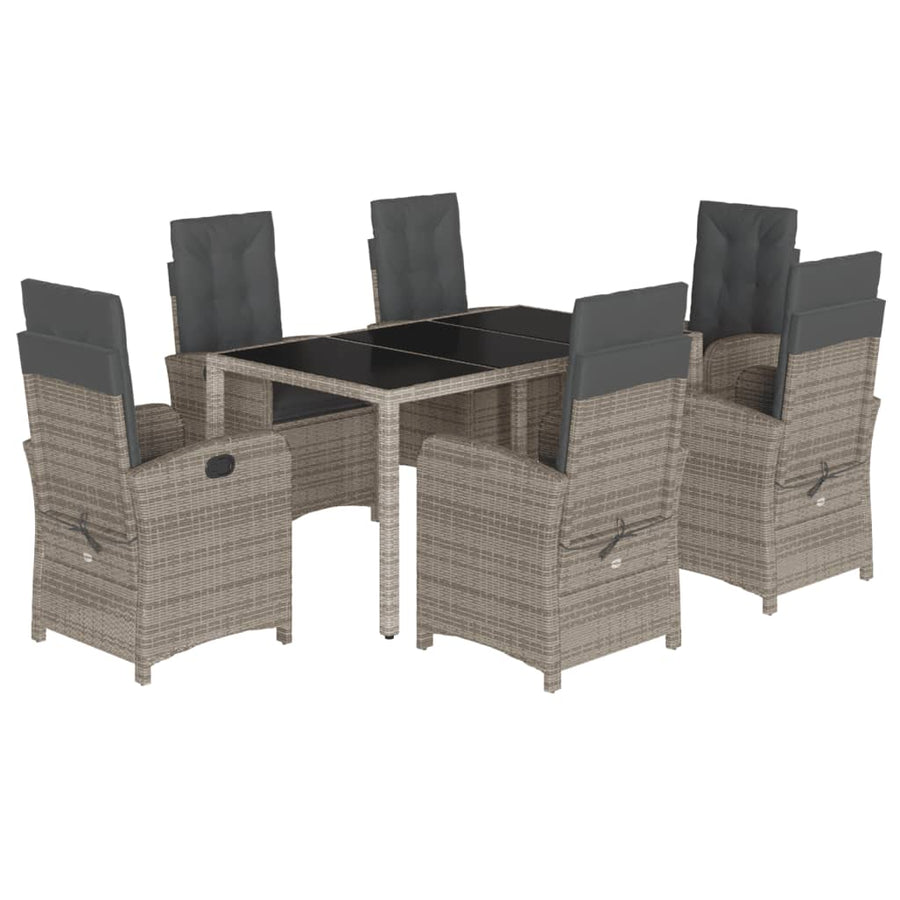 7-Delige Tuinset Met Kussens Poly Rattan Grijs