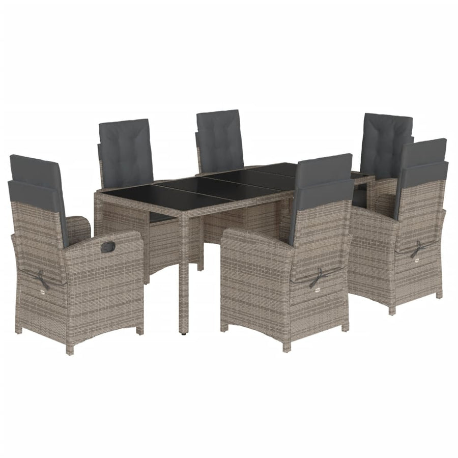 7-Delige Tuinset Met Kussens Poly Rattan Grijs