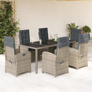 Tuinset 7-delig poly rattan grijs met kussens