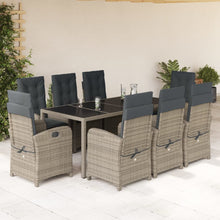 9-Delige Tuinset Met Kussens Poly Rattan Grijs