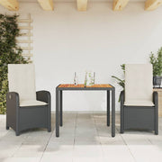 Tuinset 3-delig poly rattan zwart met kussens