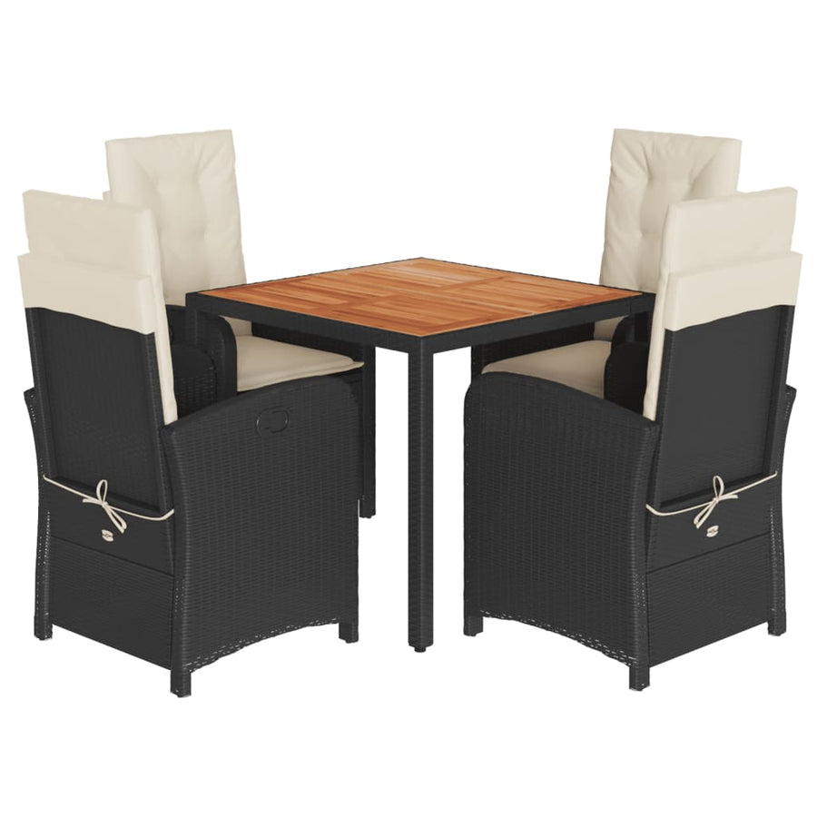 5-Delige Tuinset Met Kussens Poly Rattan Zwart