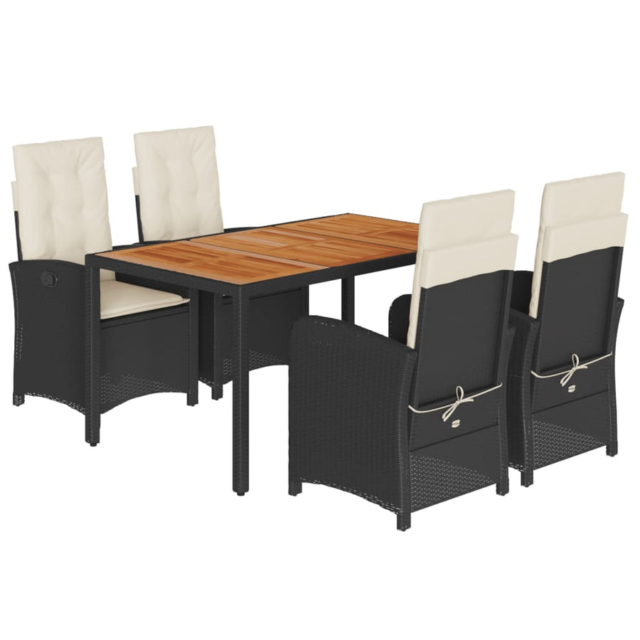 5-Delige Tuinset Met Kussens Poly Rattan Zwart