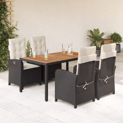 5-Delige Tuinset Met Kussens Poly Rattan Zwart