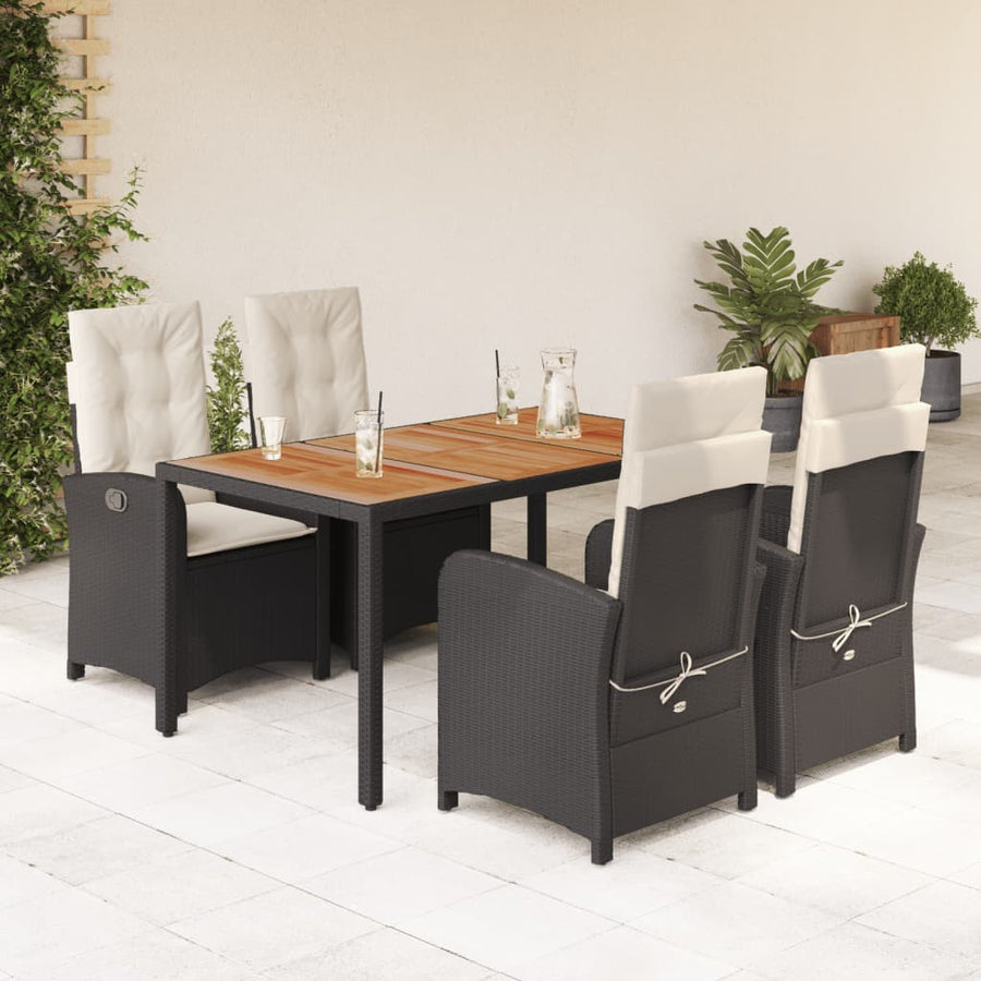 5-Delige Tuinset Met Kussens Poly Rattan Zwart