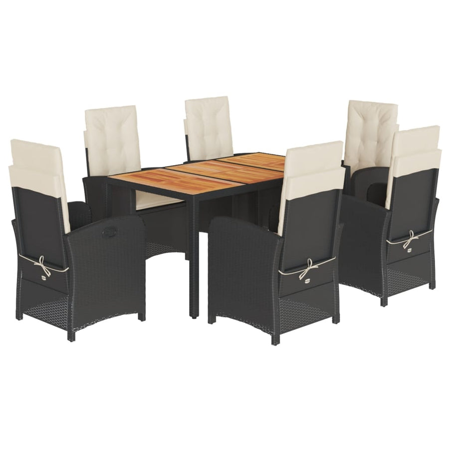 7-Delige Tuinset Met Kussens Poly Rattan Zwart
