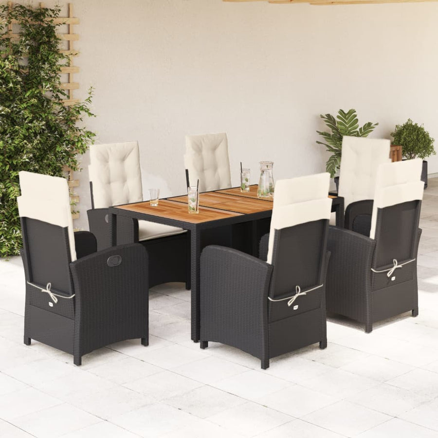 7-Delige Tuinset Met Kussens Poly Rattan Zwart