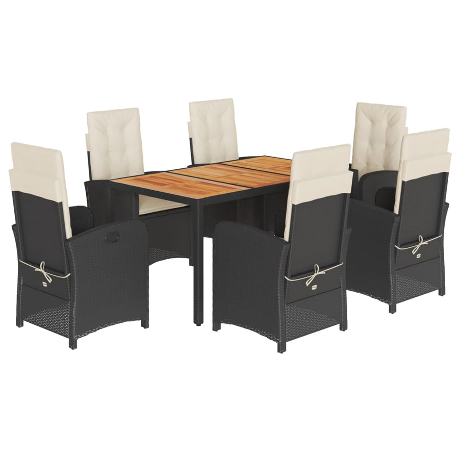 7-Delige Tuinset Met Kussens Poly Rattan Zwart