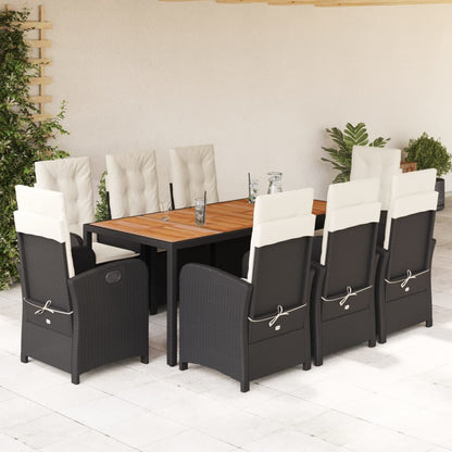 9-Delige Tuinset Poly Rattan Zwart En Crème 8 190 cm tafellengte