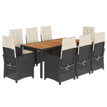 9-Delige Tuinset Poly Rattan Zwart En Crème 8 190 cm tafellengte