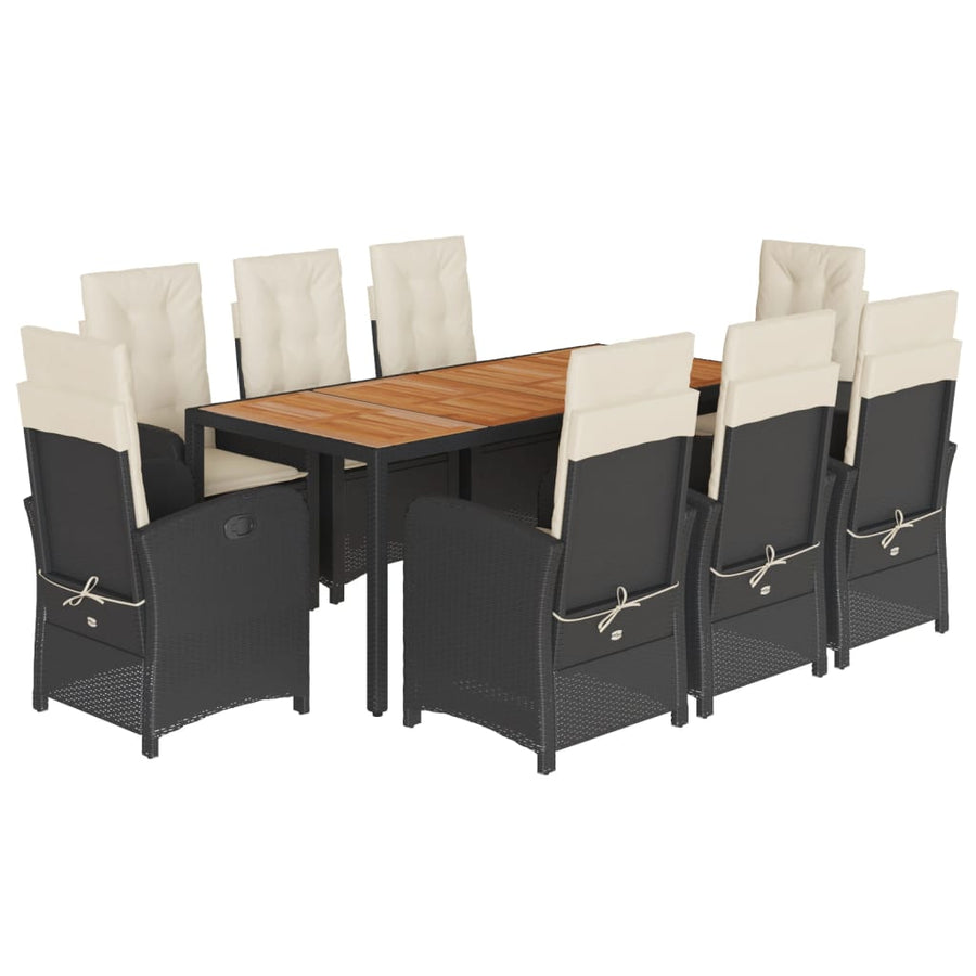 9-Delige Tuinset Poly Rattan Zwart En Crème 8 190 cm tafellengte