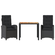 3-Delige Tuinset Met Kussens Poly Rattan Zwart