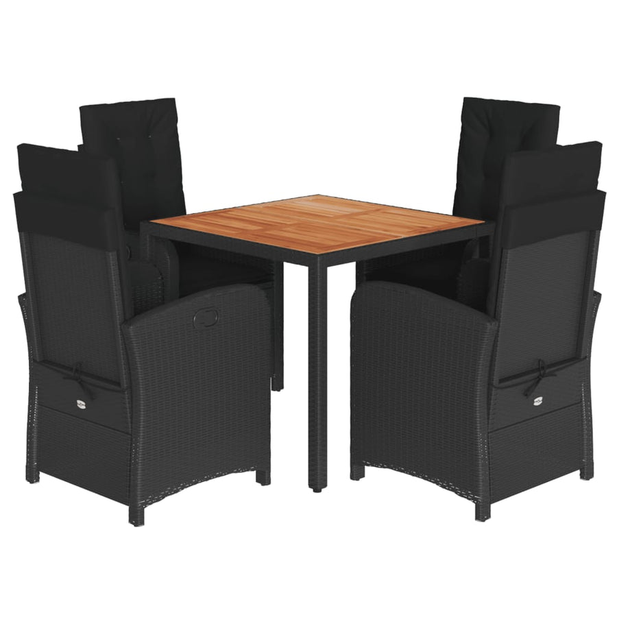 5-Delige Tuinset Met Kussens Poly Rattan Zwart