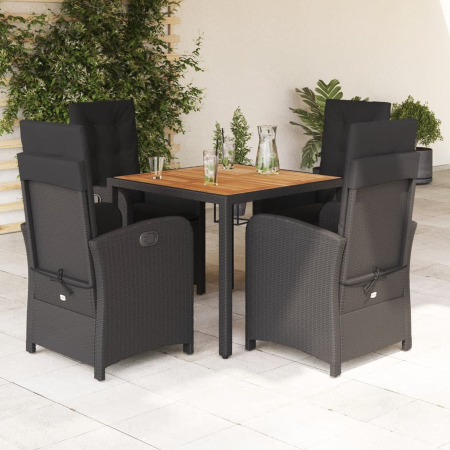 5-Delige Tuinset Met Kussens Poly Rattan Zwart