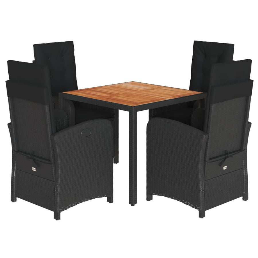 5-Delige Tuinset Met Kussens Poly Rattan Zwart