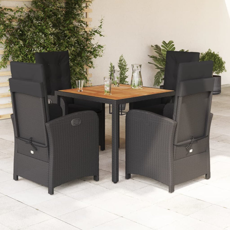 5-Delige Tuinset Met Kussens Poly Rattan Zwart