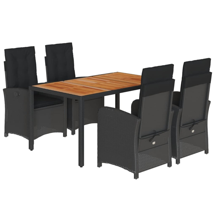5-Delige Tuinset Met Kussens Poly Rattan Zwart